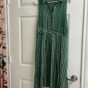 Anthropologie Green Polka Dot Midi Dress